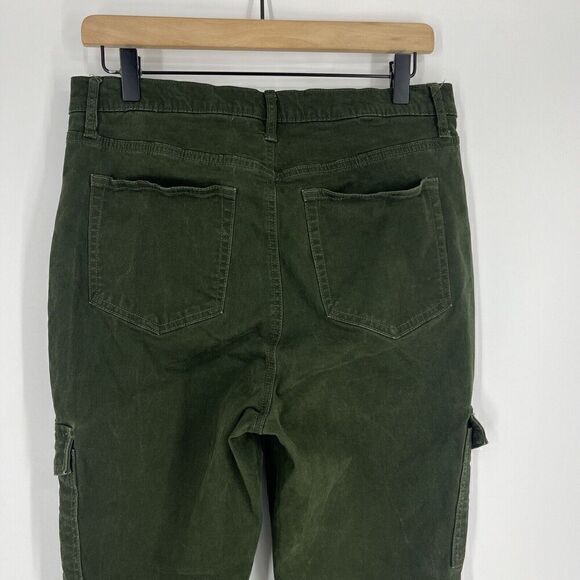 Loft Cargo Pants Size 10/30 Womens Olive Green Utility Zip Ankle Chino Stretch - Picture 6 of 8